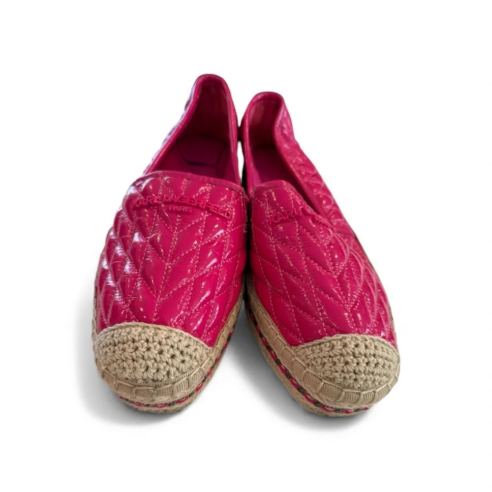 Karl Lagerfeld Pink Quilted Espadrille Flats